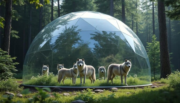découvrez le dôme transparent innovant qui permet d'observer les loups en toute sécurité, combinant confort et immersion naturelle pour une expérience unique.