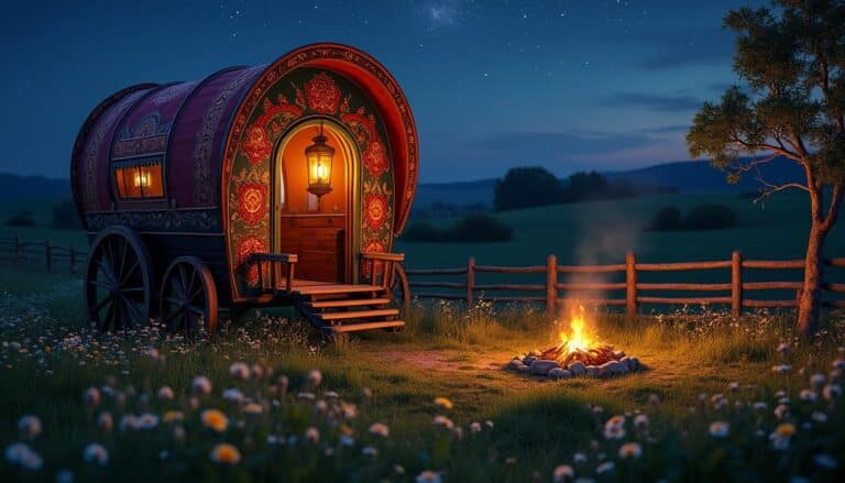 découvrez une nuit en roulotte tzigane, une escapade romantique au cœur de la nature pour des moments inoubliables en amoureux.