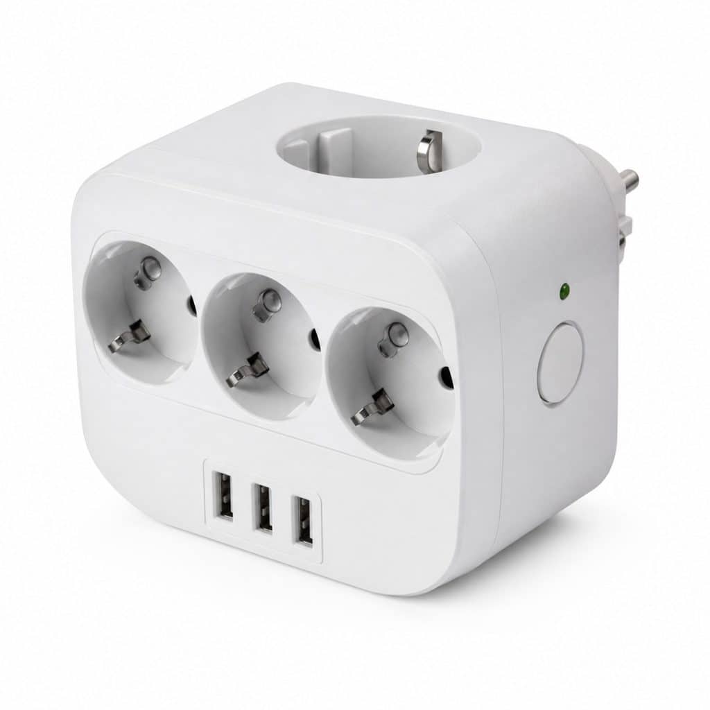 Adaptateur multiprises avec protection surtension présenté seul
