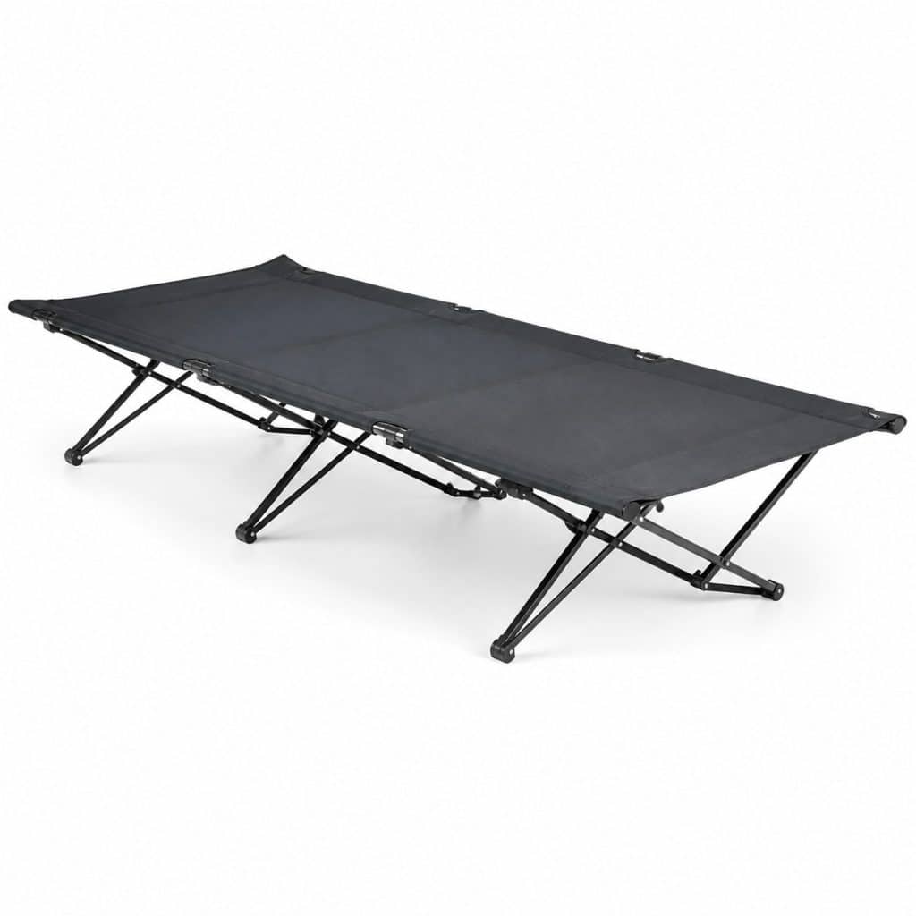 Lit de camp pliant grand format présenté seul