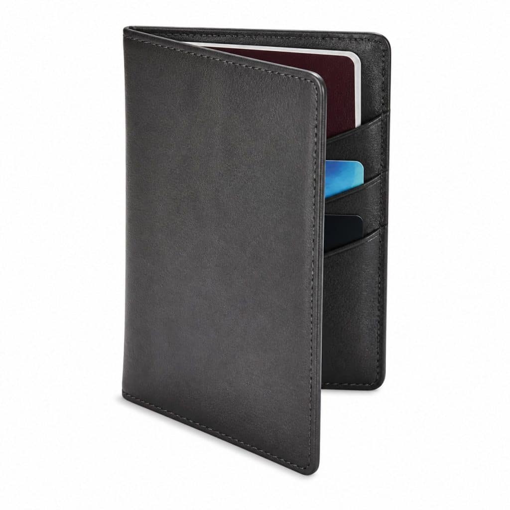 Porte-passeport avec porte-cartes intégré présenté seul