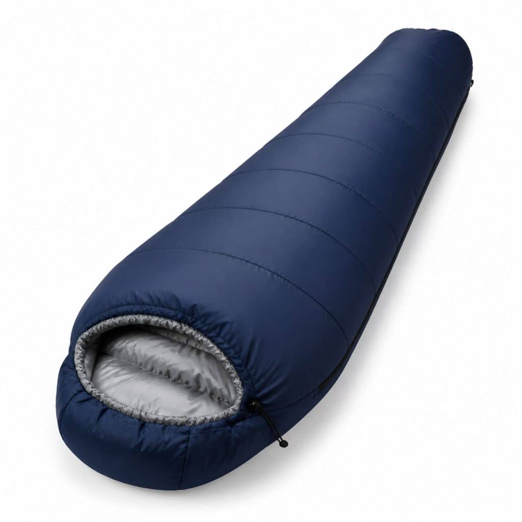 Sac de couchage forme momie 3 saisons présenté seul
