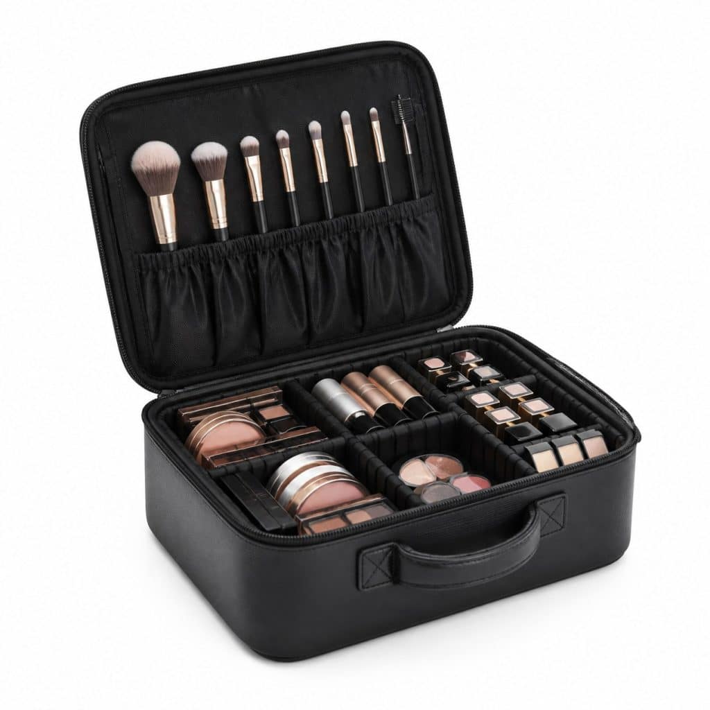 Trousse de maquillage rigide organisee présenté seul