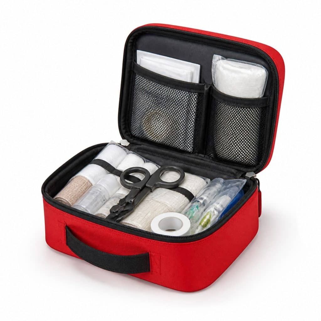 Trousse de premiers secours camping présenté seul