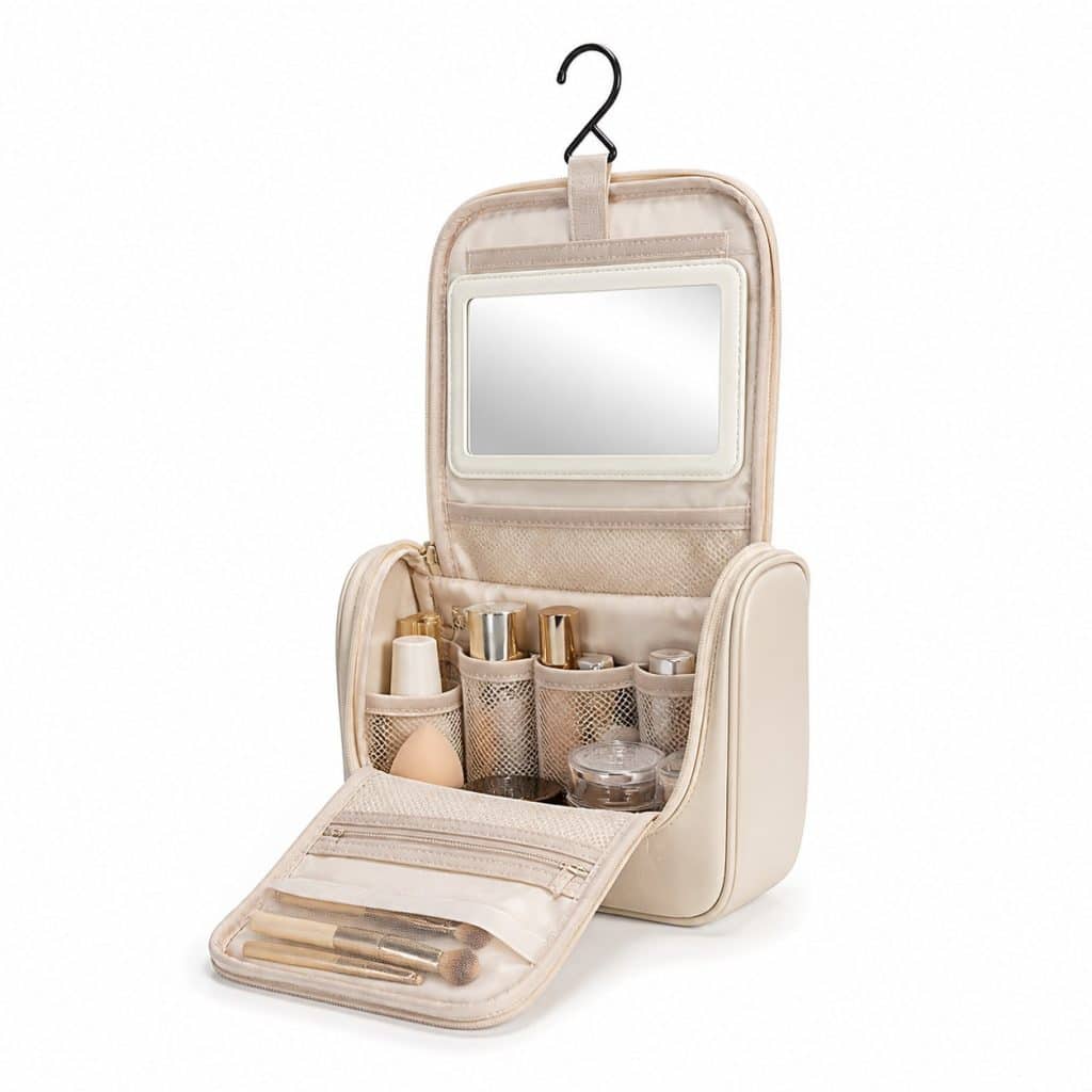 Trousse suspendue avec miroir maquillage présenté seul